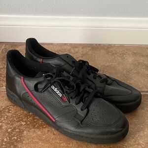 Adidas Men's Black Sneakers with Red Stripes